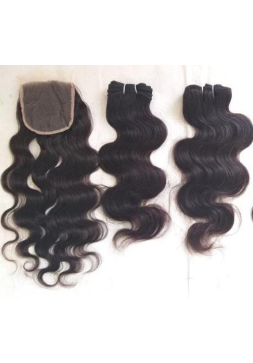 Body Wave Human Hair Extensions with Lace Closure